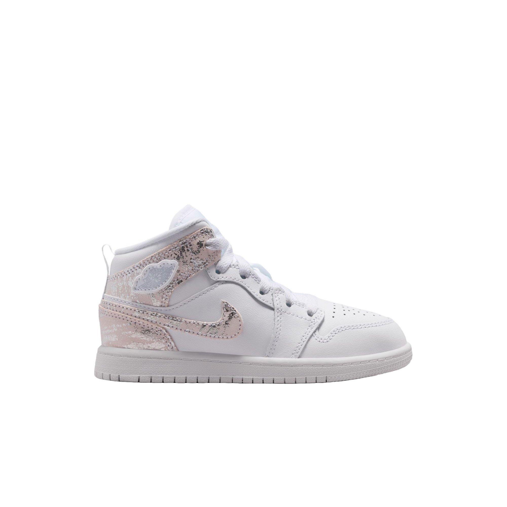 Jordan 1 Mid SE "White/Field Silver" Preschool Boys' Shoe - WHITE/SILVER